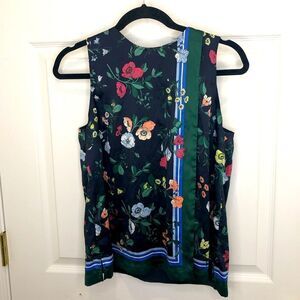 Ann Taylor Petite black floral design sleeveless top, size medium petite